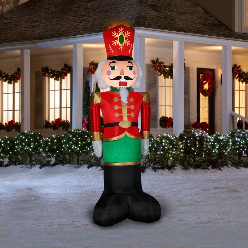 Gemmy Christmas Airblown Inflatable Mixed Media Luxe Nutcracker, 8 ft Tall, Multicolored