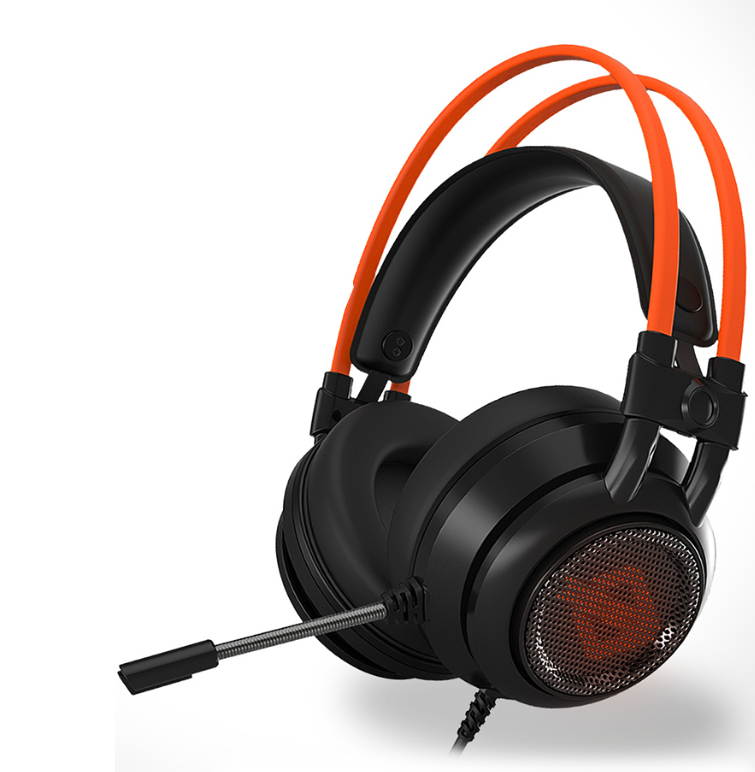 Ajazz AX391 Wired Gaming Headset Game Earphone Computer Headphones with Microphone Led Light Headphones for Computer PC Laptop (Black & Orange)