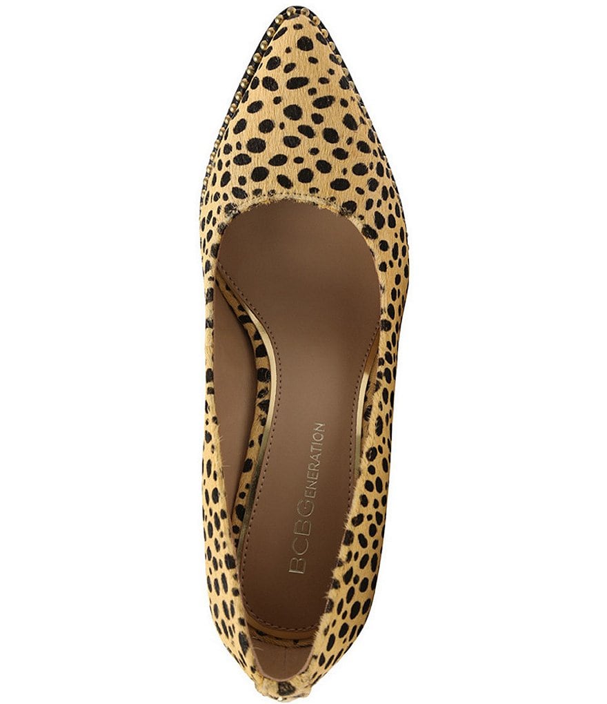 BCBGeneration Holli Cheetah Print Calf Hair Bead Chain Stiletto Pumps