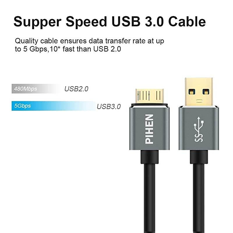 Micro B Hard Drive Cable USB 30 to Micro USB 30 Charge Sync Cord with Aluminum ConnectorData Wire for Toshiba Canvio WD External Hard Drive Samsung Galaxy S5 Note 3 and More6FT