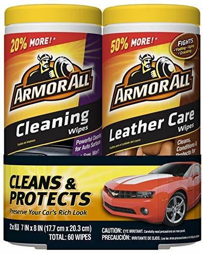 armor all 18781 cleaning and leather care wipes, 30 count each  2 pack wipes