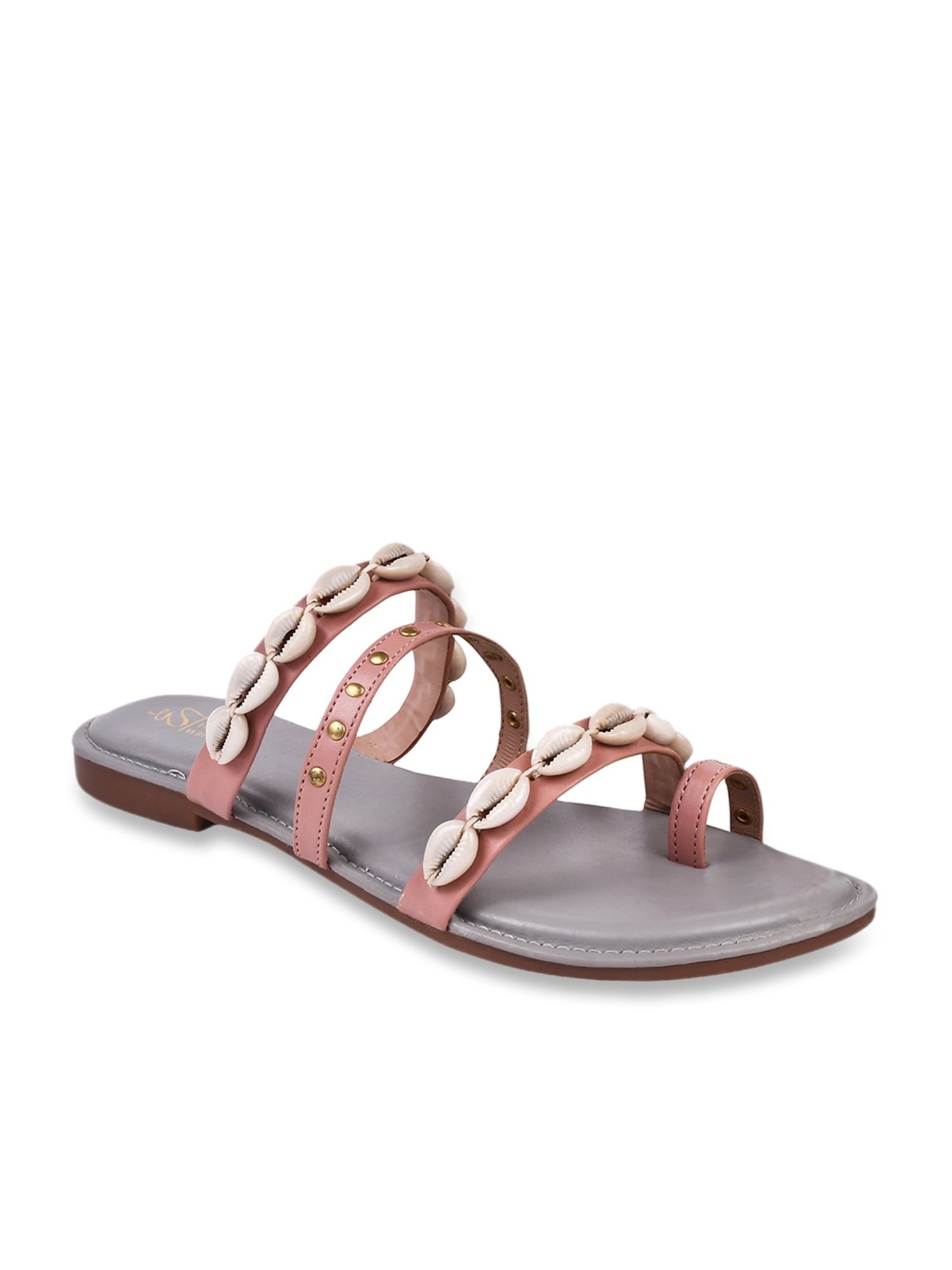 The White Pole Women's Peach Toe Ring Sandals