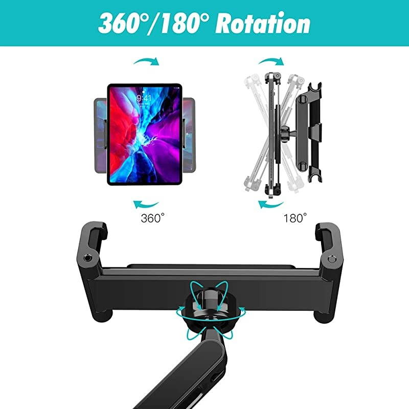 Car Headrest Mount Holder Universal for iPad ProAirMini Tablets Nintendo Switch iPhone Samsung GalaxyNote Smartphones Compatible with 45quot to 129quot Device 360&deg; Rotation