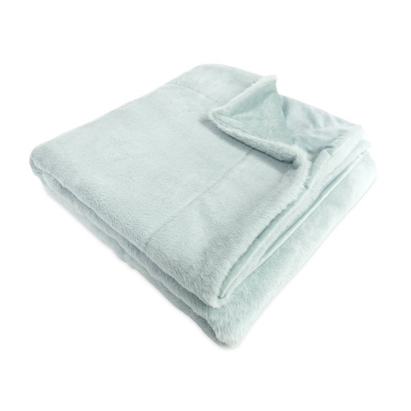 50"x60" Audrey Faux Fur Throw Blanket Hazy Sky - Better Living