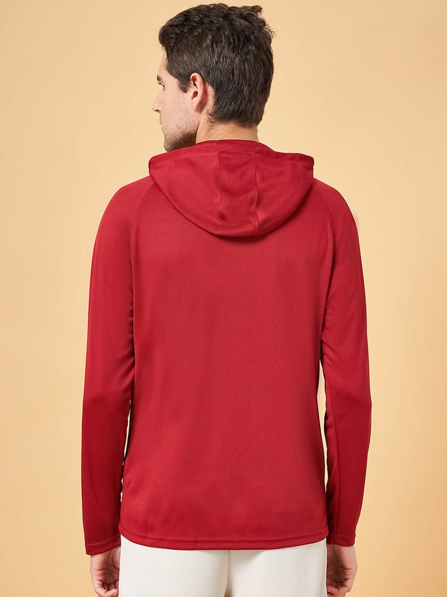 Ajile by Pantaloons Red Slim Fit Printed Hooded T-Shirt