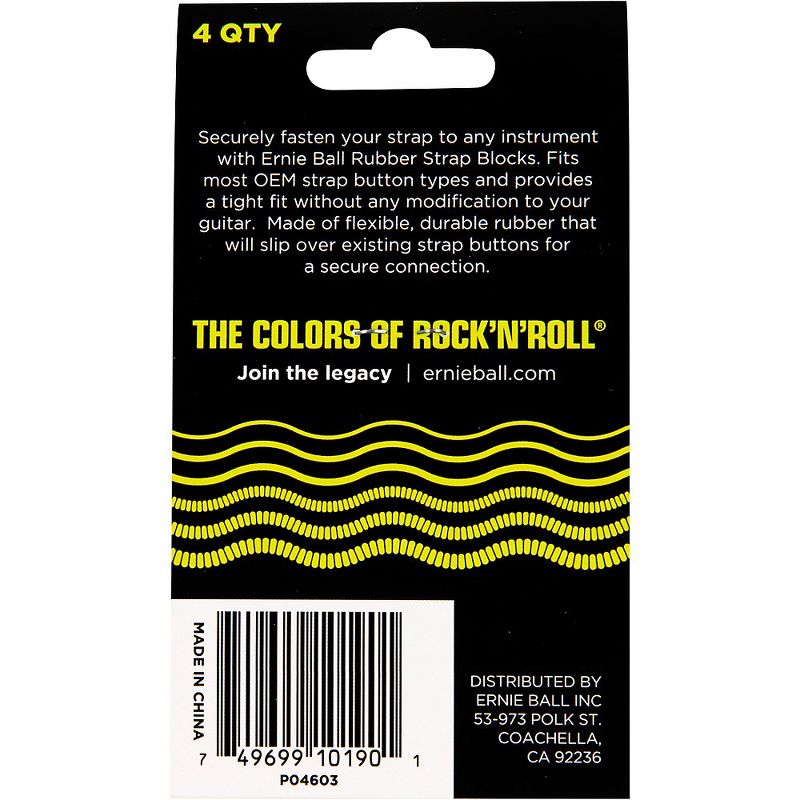 Ernie Ball Strap Blocks 4-Pack, Black and Red