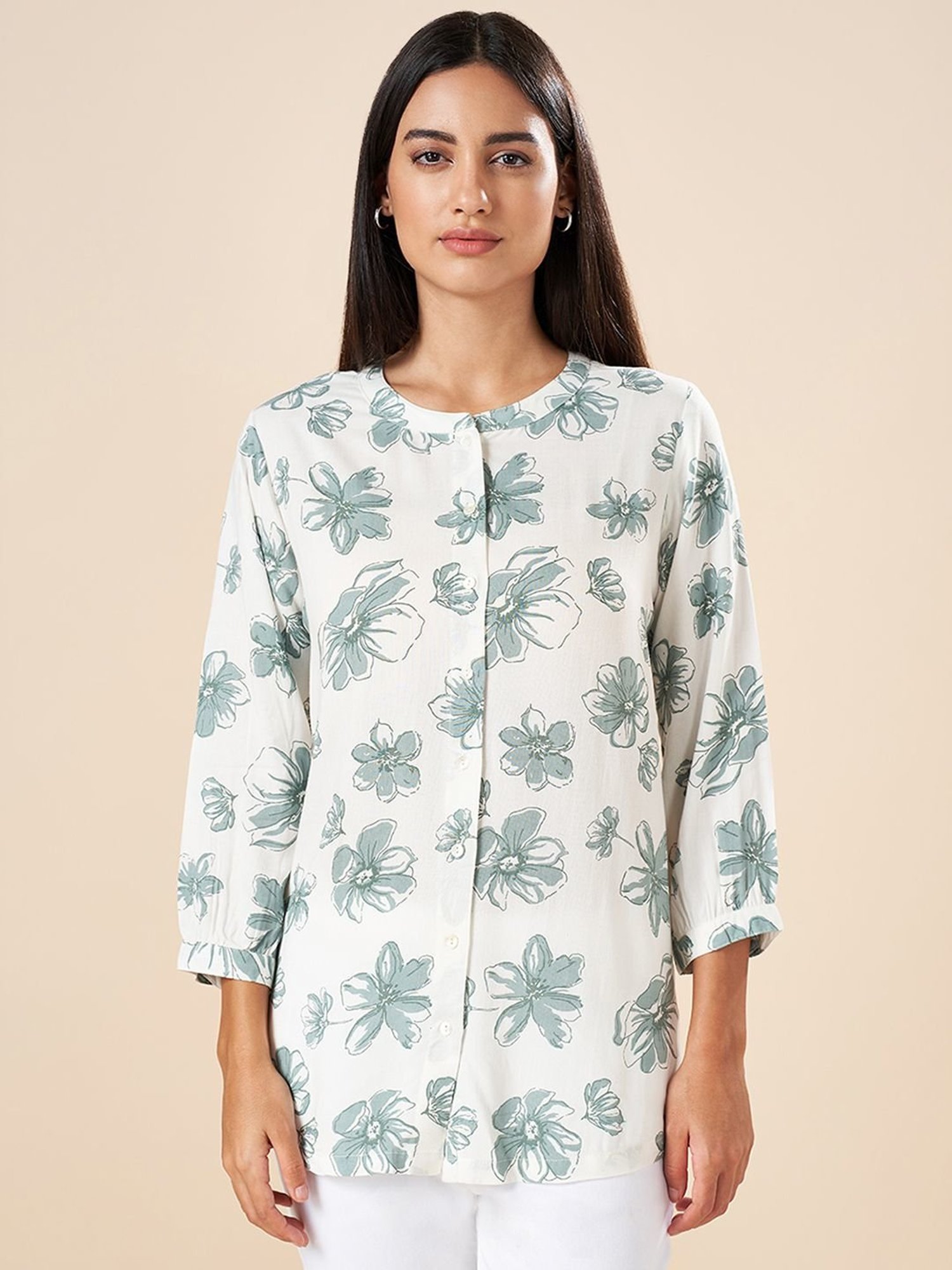 Akkriti by Pantaloons White Printed Tunic