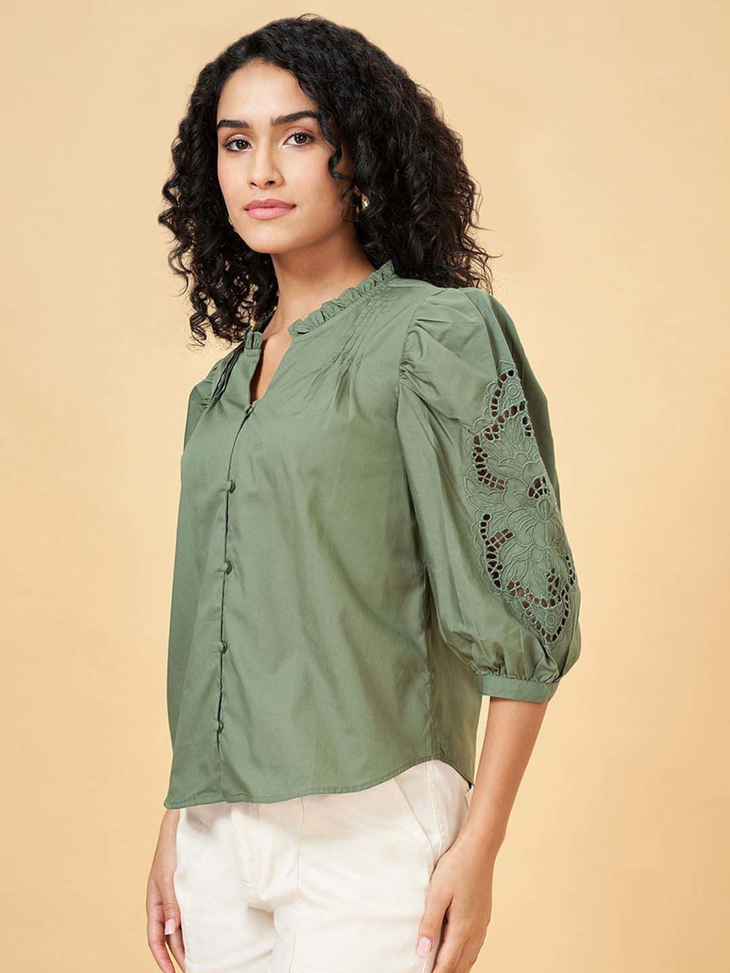 Honey by Pantaloons Duck Green Cotton Top