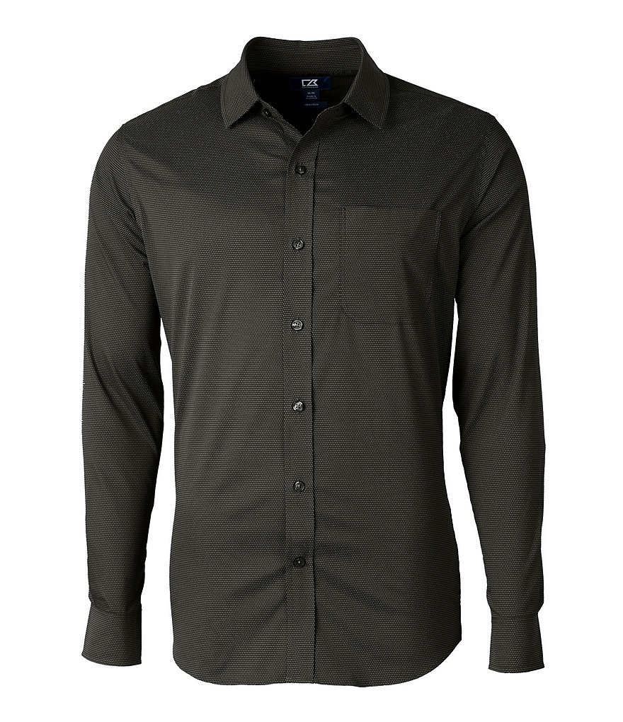 Cutter & Buck Versatech Geometric-Printed Long-Sleeve Dress Shirt