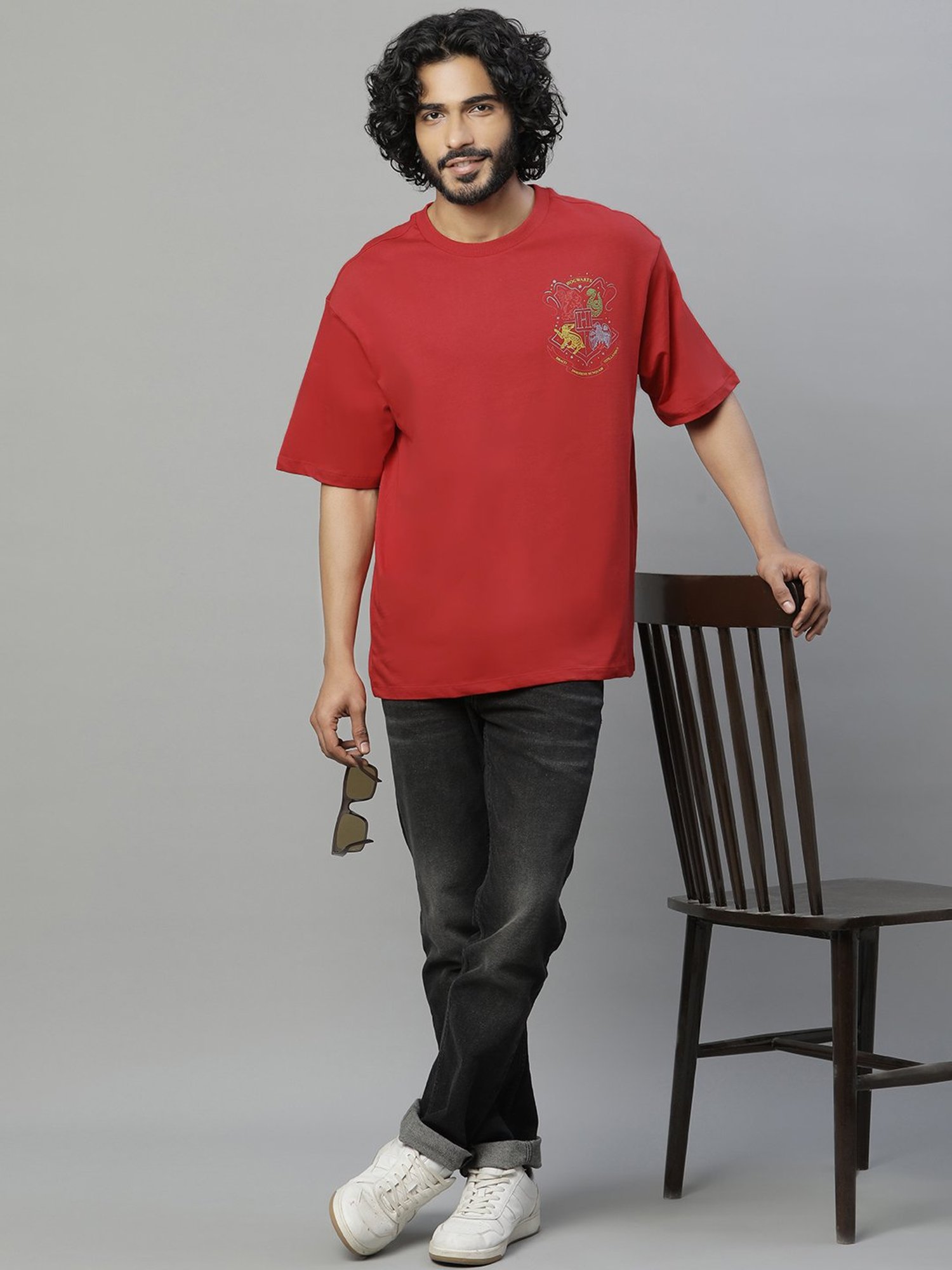 Free Authority Red & Green Regular Fit Harry Potter Print T-Shirt - Pack of 2