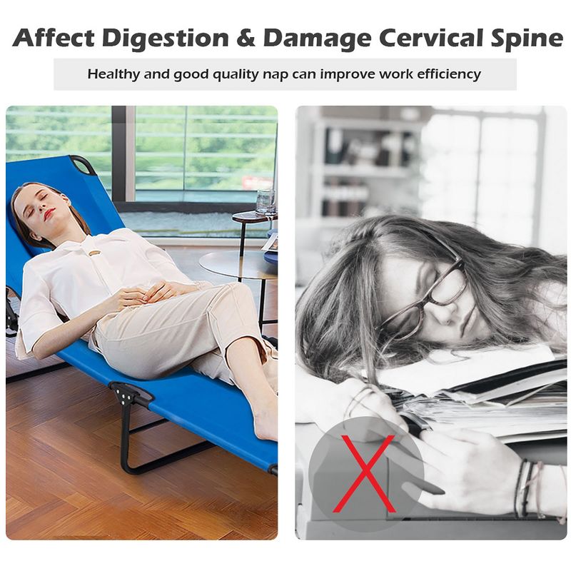 Costway Folding Chaise Lounge Chair Adjustable Outdoor Patio Beach Camping Recliner