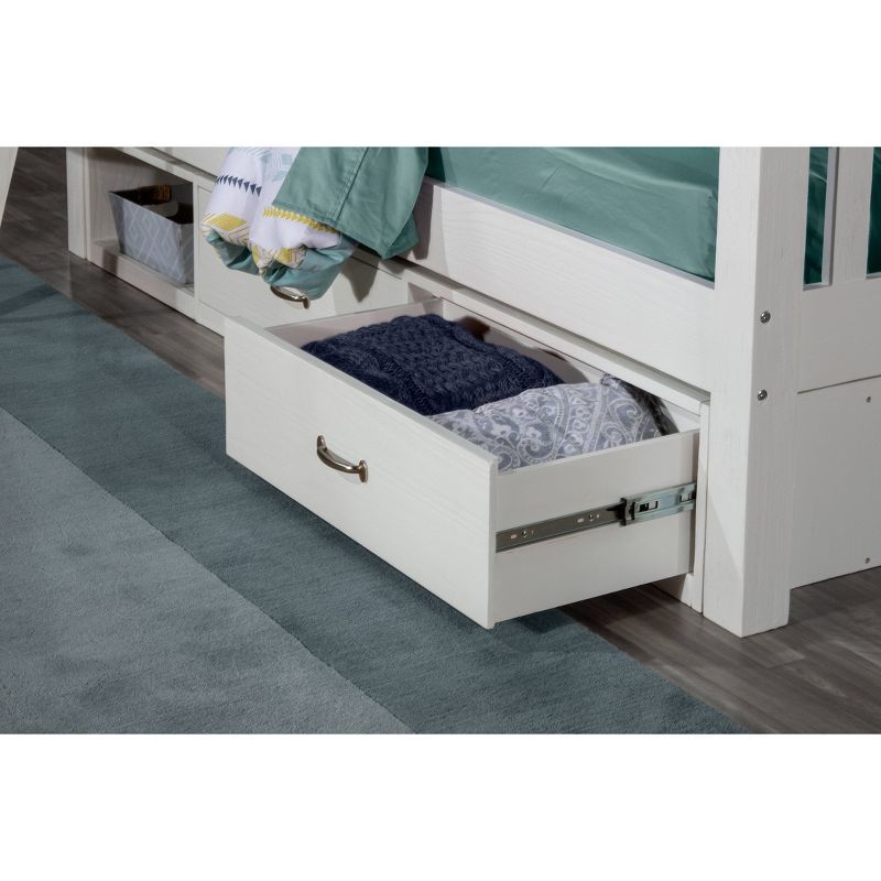 Twin/Full Highlands Harper Bunk Bed with Storage Unit and Nightstand White - Hillsdale Furniture
