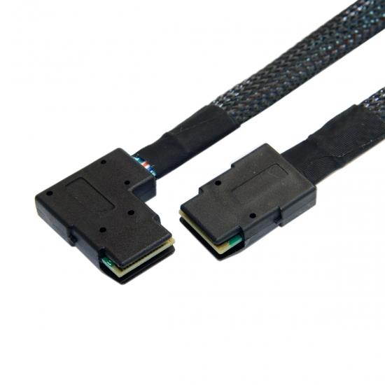 Cablecc  Ultra Slim Flat Left Angled 90 Degree Mini SAS 36pin SFF-8087 to 8087 Data Raid Cable 80cm