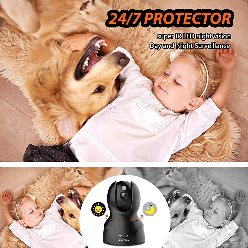 Security Camera WiFi IP Camera -  HD Home Wireless Baby/Pet Camera with Cloud Storage Two-Way Audio Motion Detection Night Vision Remote Monitoring,Black