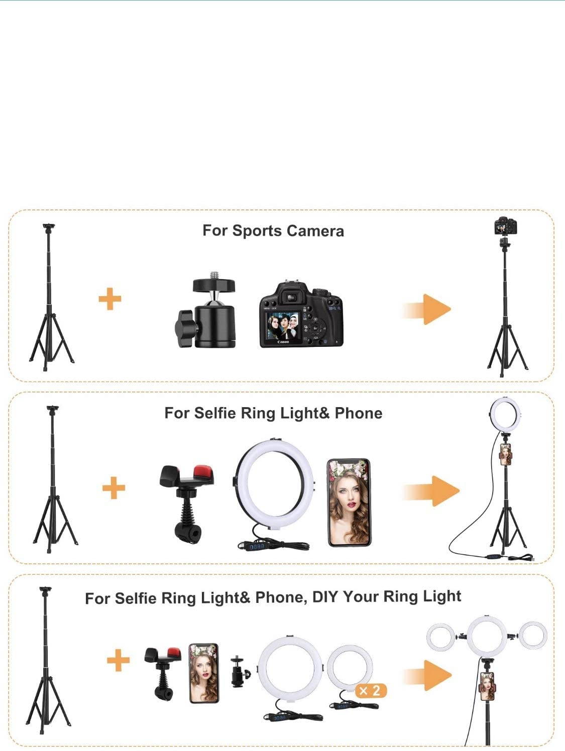 8" Ring Light with Tripod Stand - Dimmable Selfie Ring Light LED Camera Ringlight with Tripod and Phone Holder for Live Stream/Makeup/YouTube Video, Compatible for iPhone Android, Remote(Upgraded)