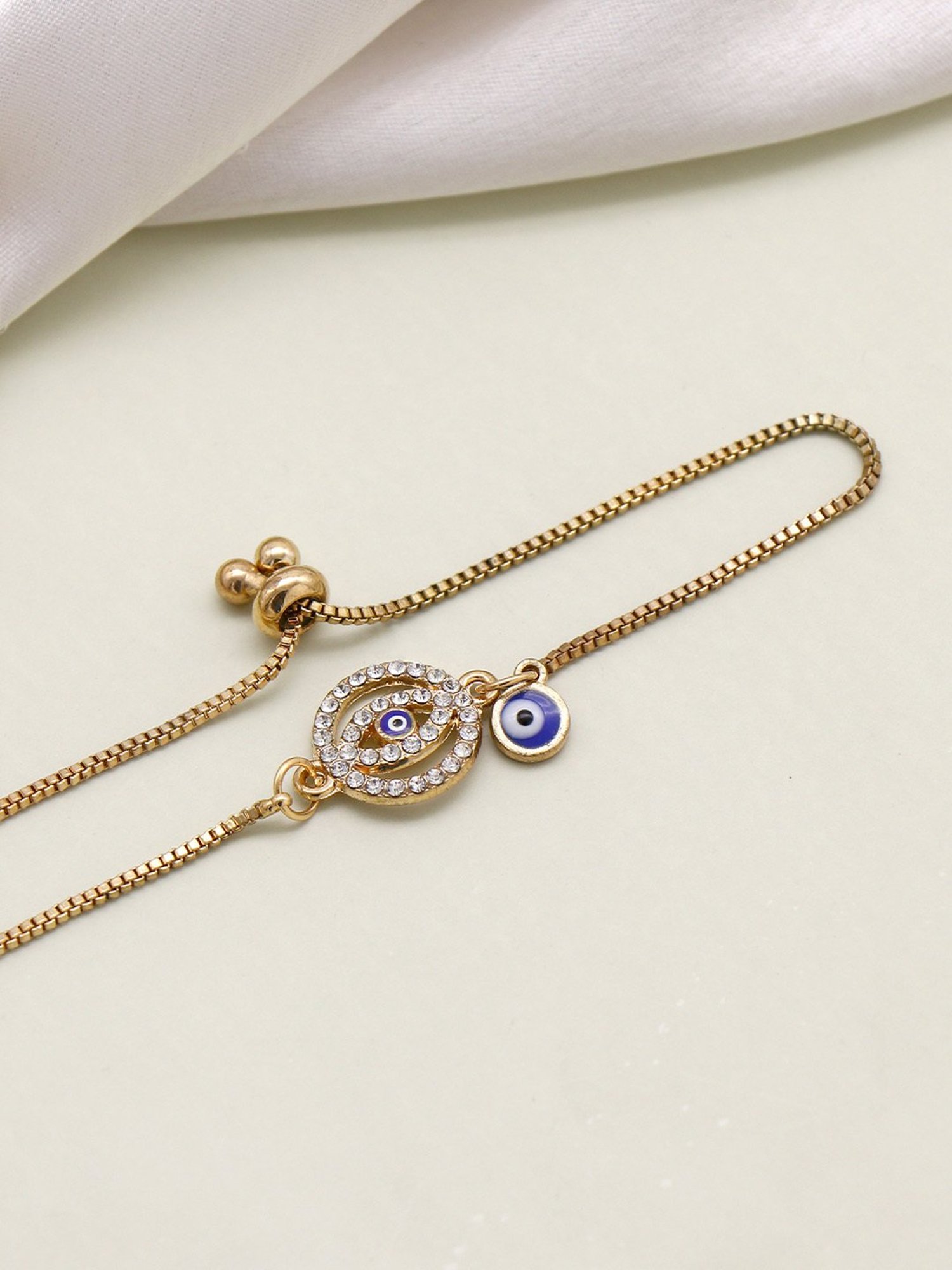 Joker & Witch Evil Eye Blue & White Charms Bracelet