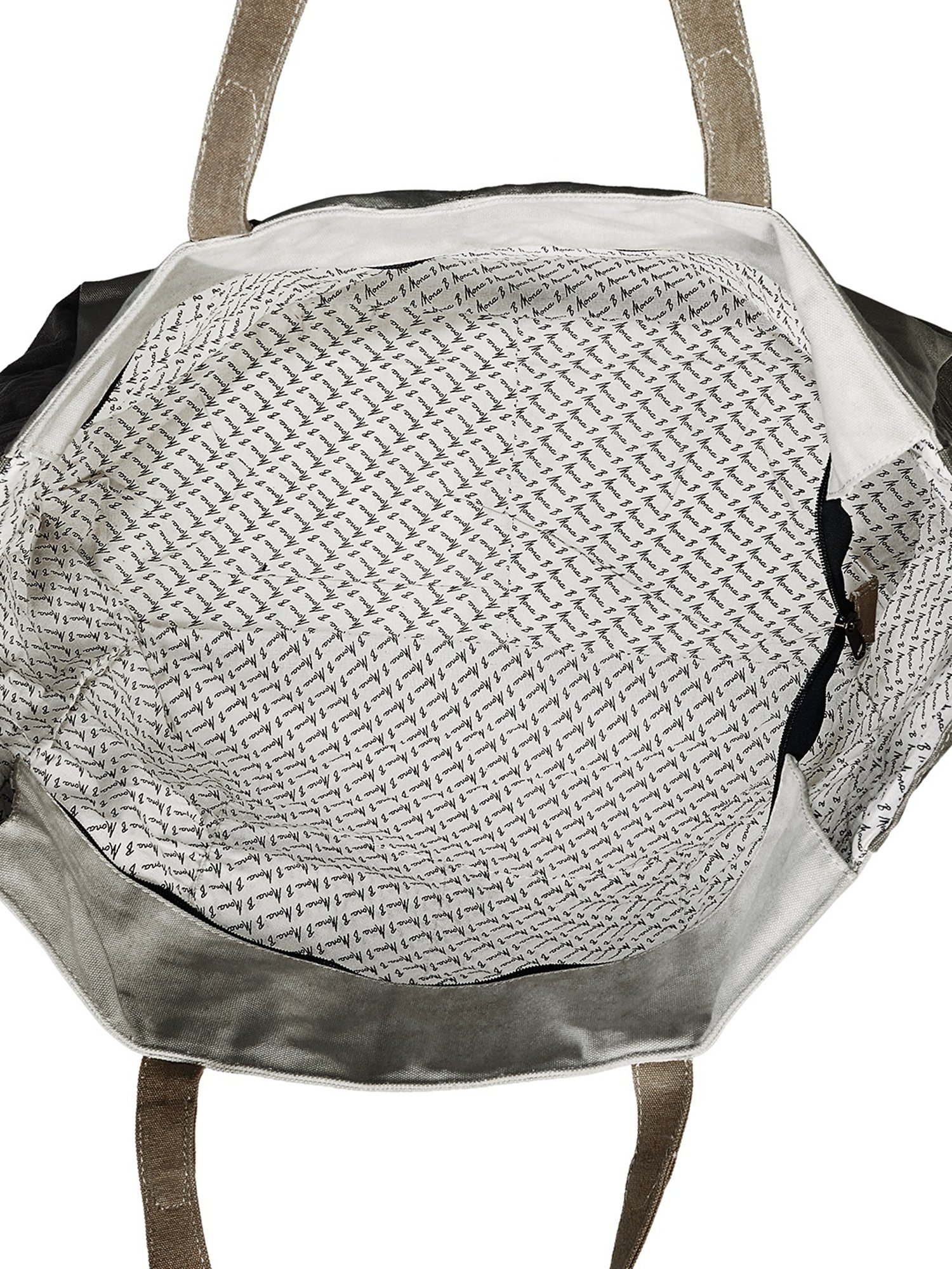 Mona B Grey Textured Large Tote Bag