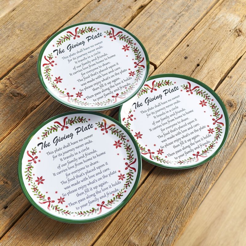 Lakeside Melamine Giving Plates with Painted Garland Trim - Set of 3