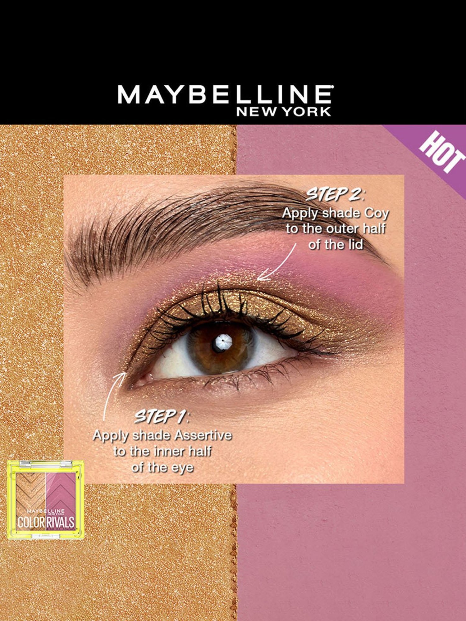 Maybelline New York Color Rivals Duo Eyeshadow Palette Assertive x Coy - 3 gm