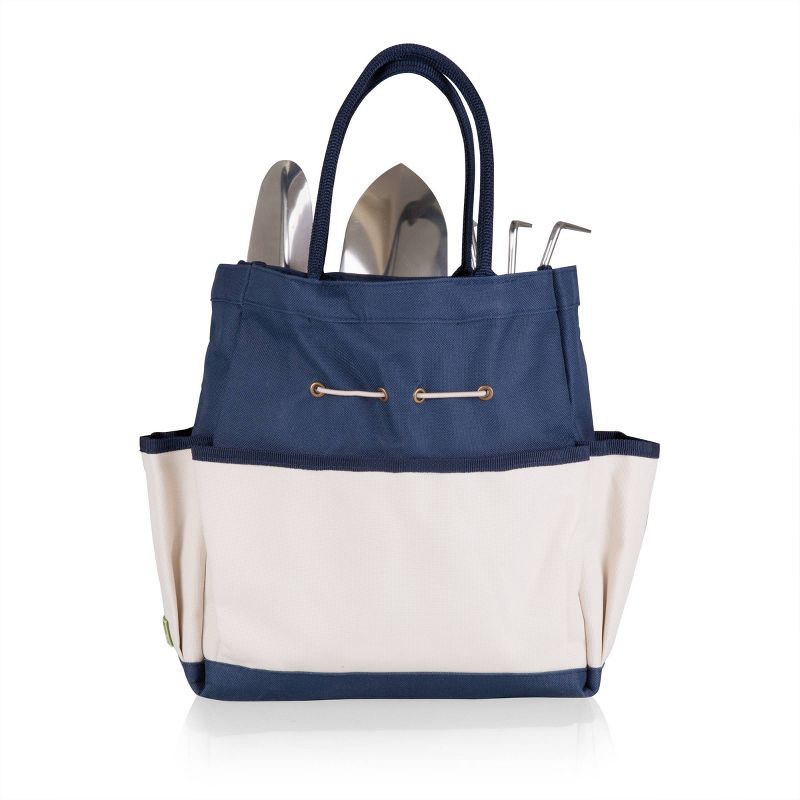 3 Pc Garden Tote Large - Navy/Cream With Tools - Picnic Time