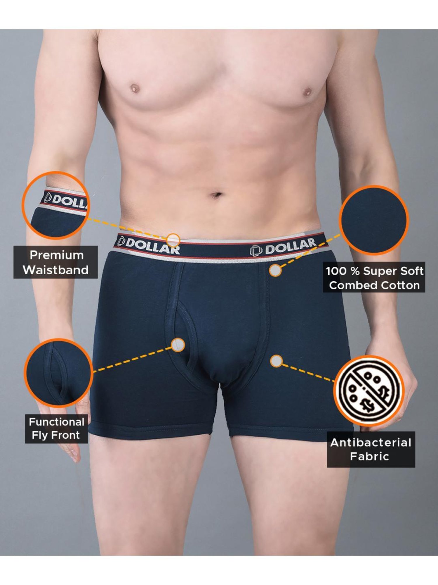 Dollar Bigboss Assorted Cotton Regular Fit Trunks - Pack Of 7