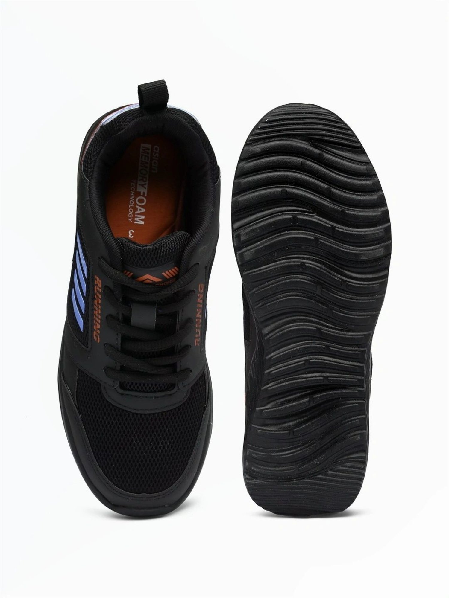 Asian Kids Core Black Running Shoes
