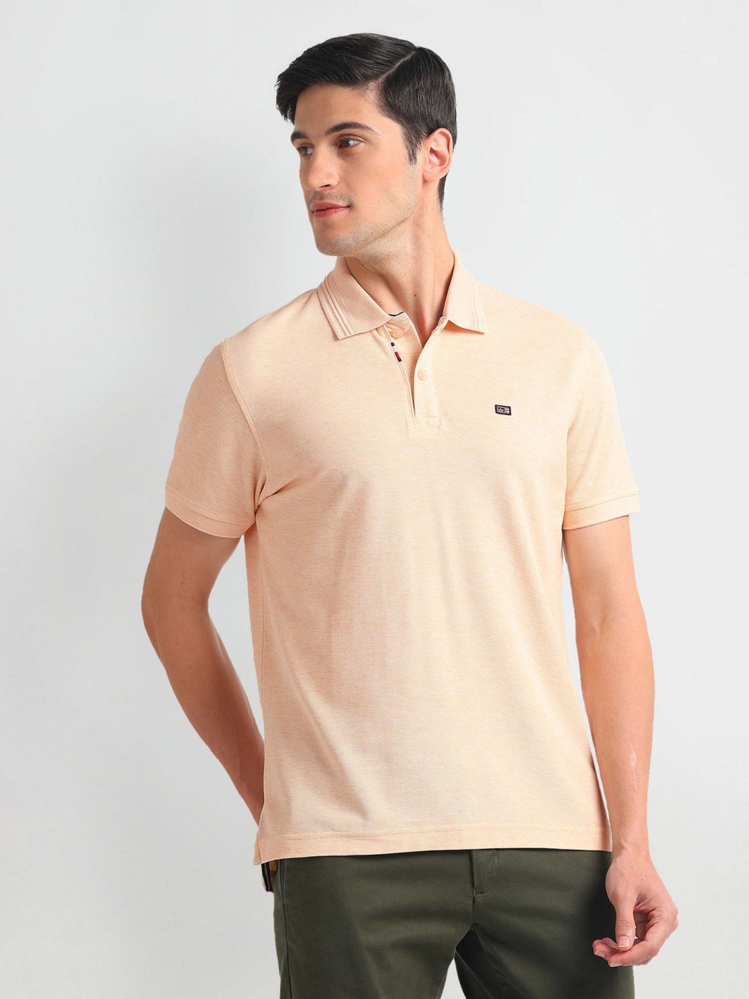 Arrow Sports Yellow Cotton Regular Fit Polo T-Shirt