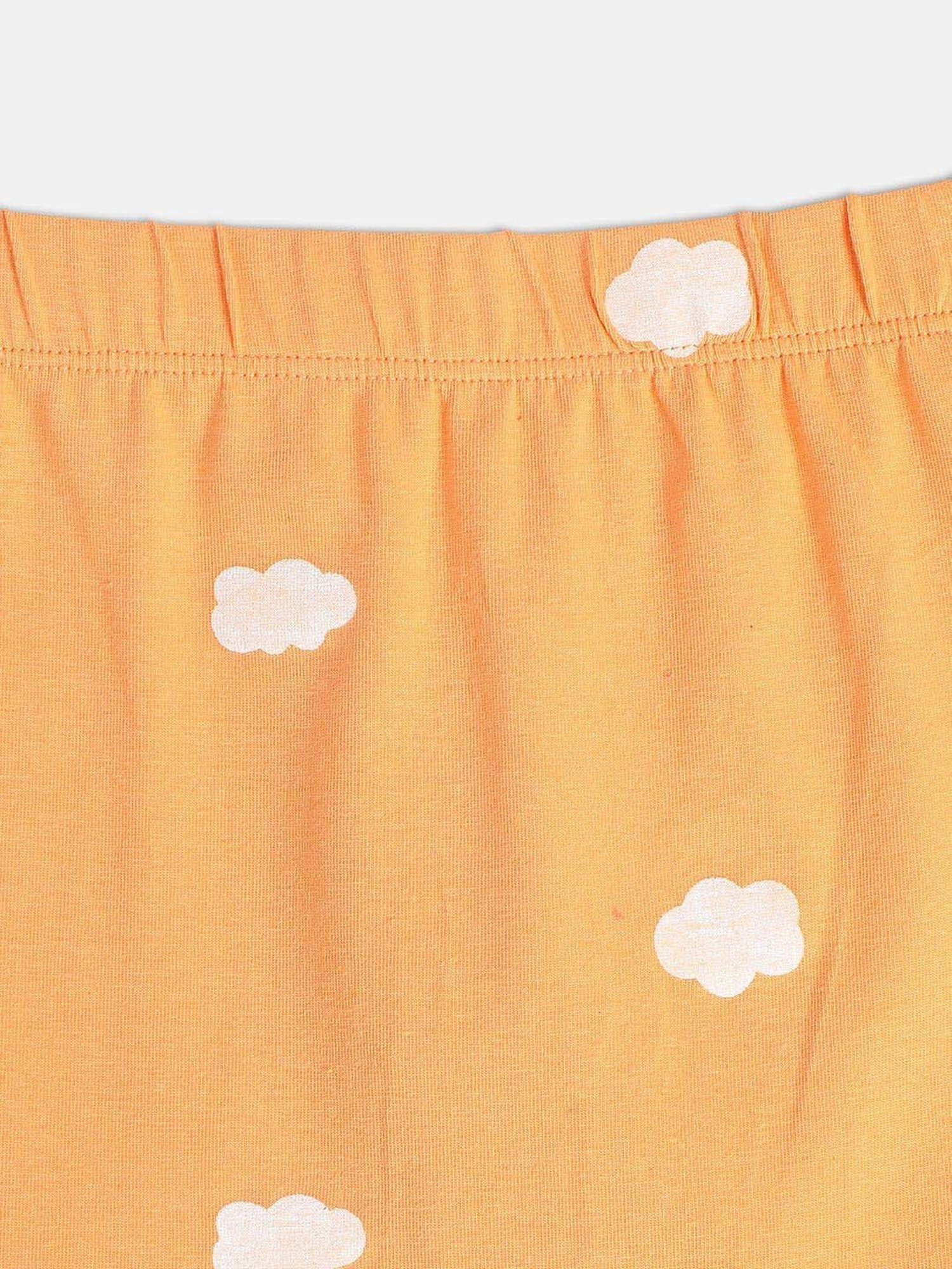 MINIKLUB Girls Orange & Blue Printed Full Sleeves Legging