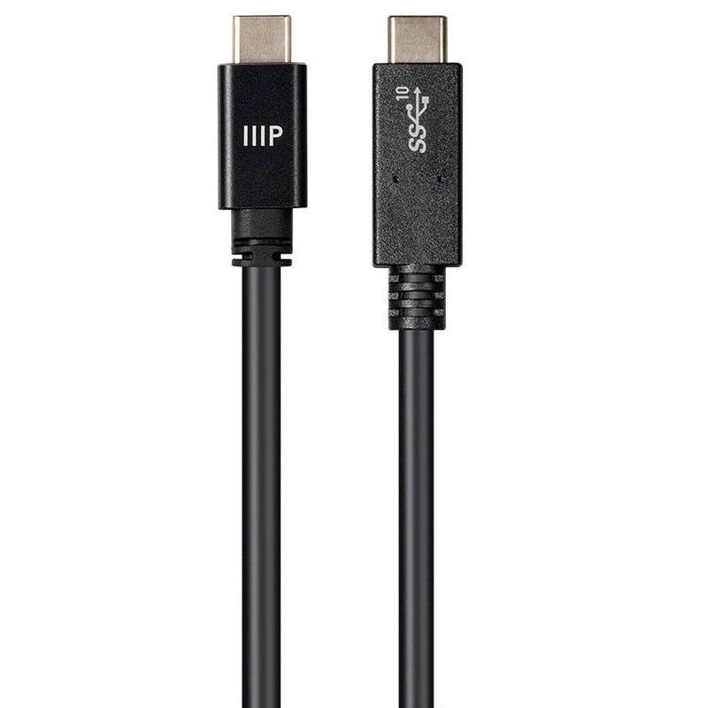 Monoprice Ultra Compact USB Type-C 3.2 Gen2 Cable - 1 Meter (3.3 Feet) Black (5 Pack) 10Gbps, 5A, SuperSpeed, 4K Video, PD Fast Charge, For MacBook
