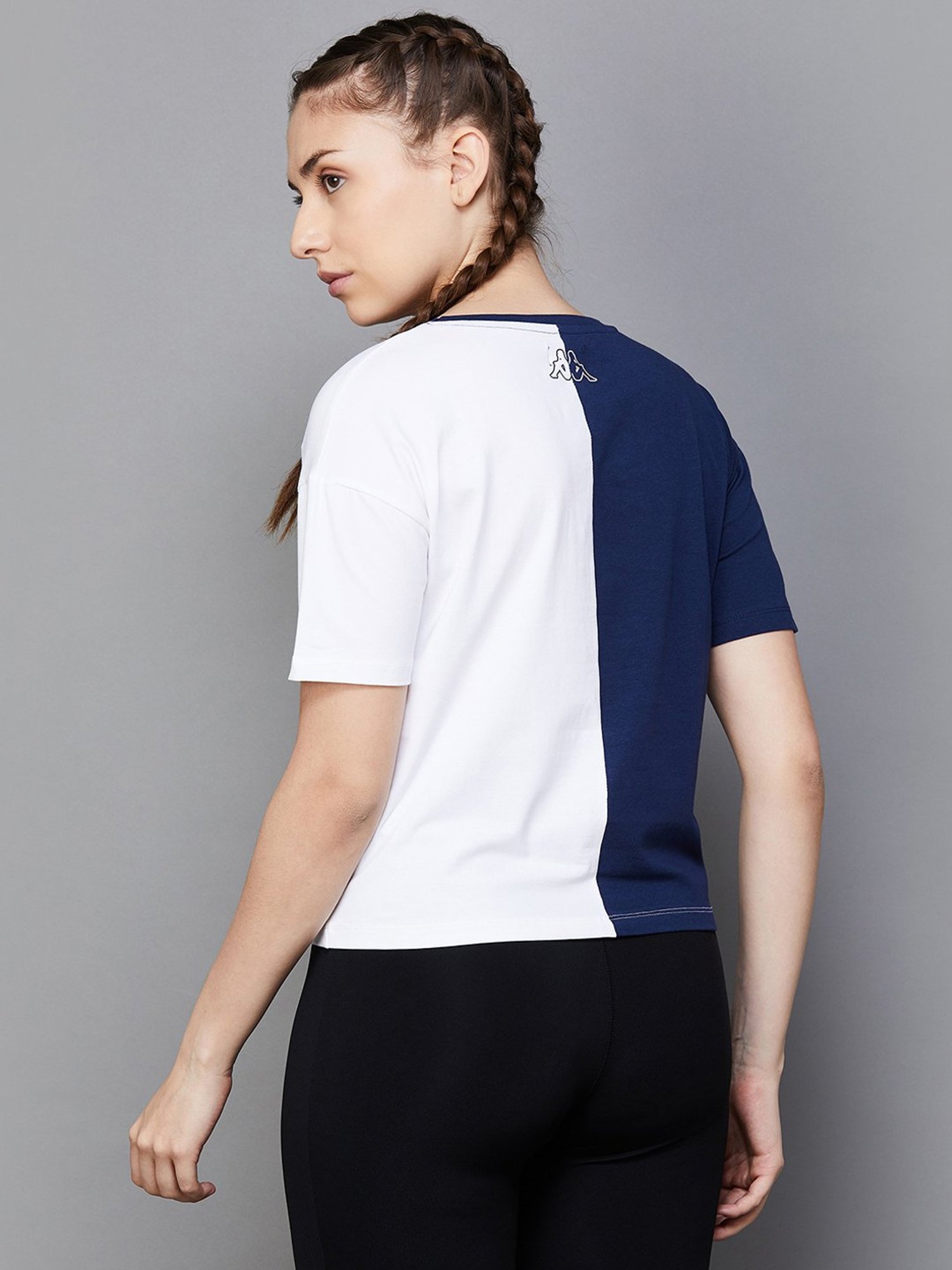 KAPPA Blue & White Cotton Printed Sports T-Shirt