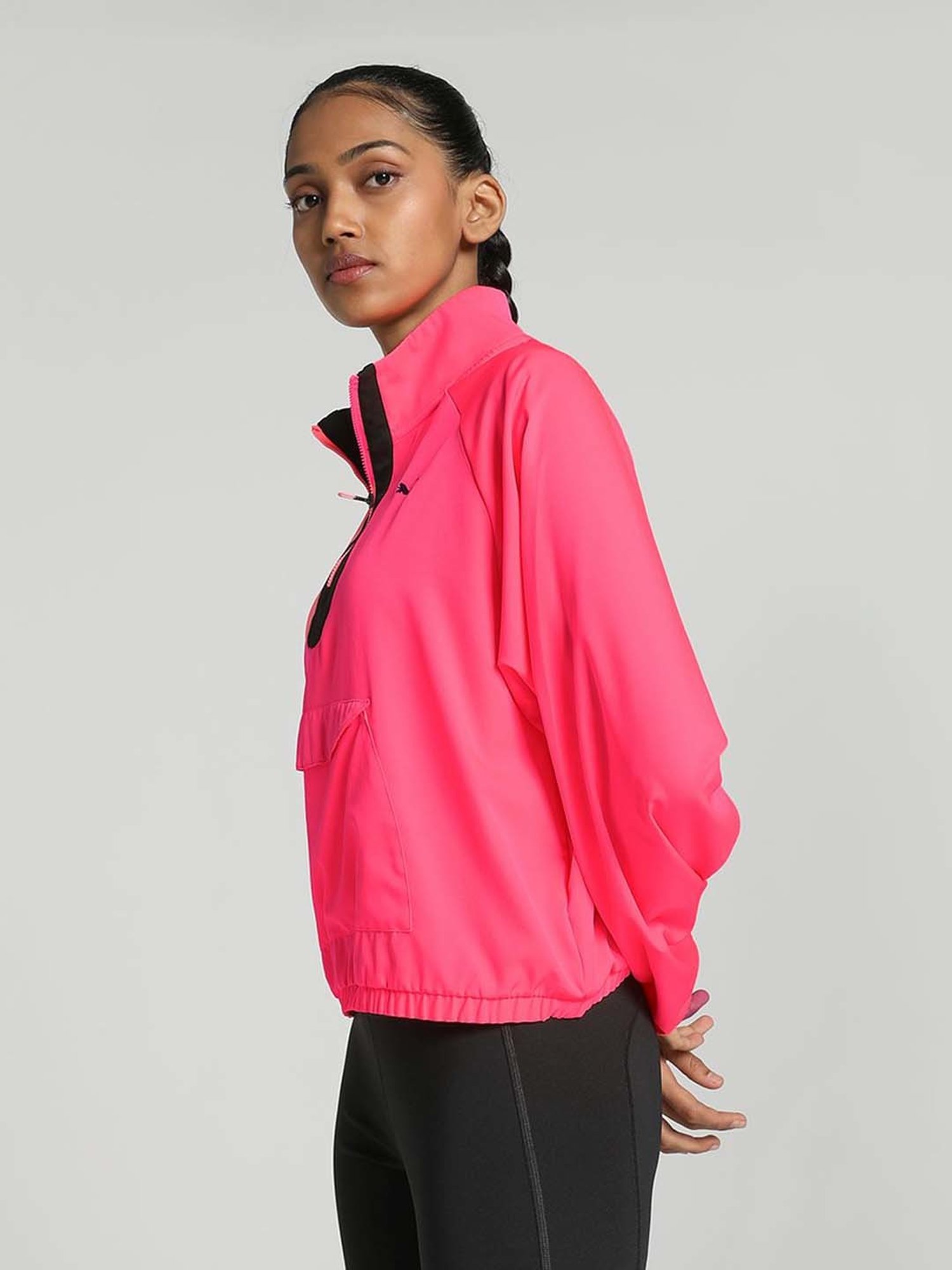 Puma Pink Relaxed Fit Half-Zip Jacket