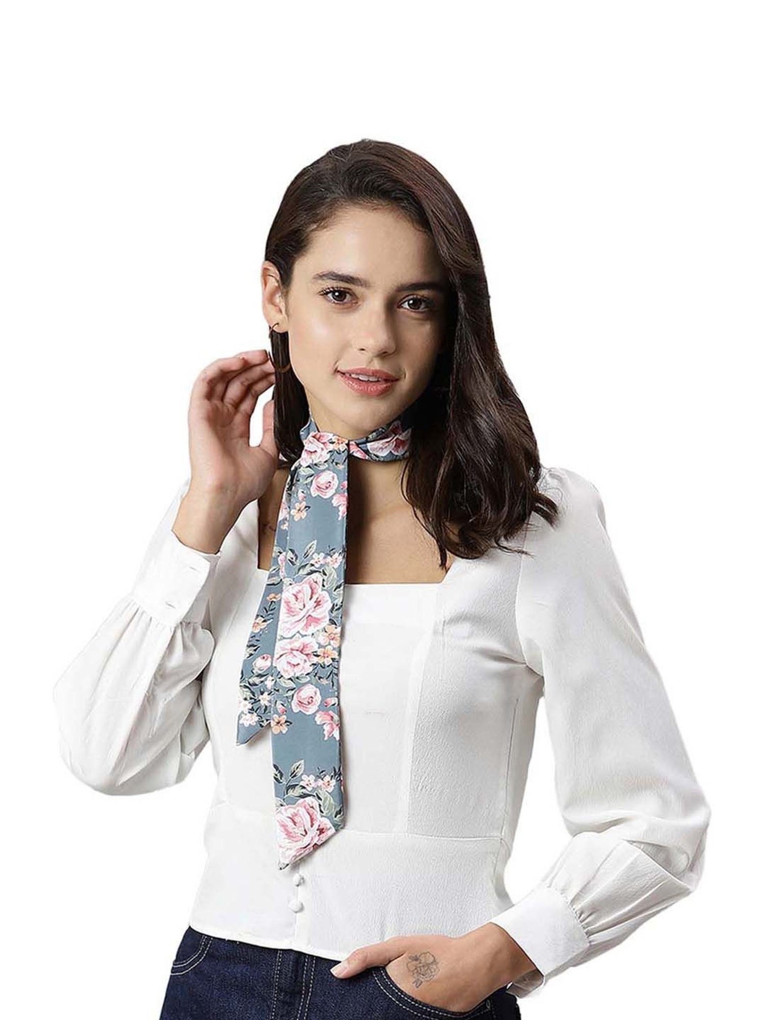 Tossido Grey Printed Stole