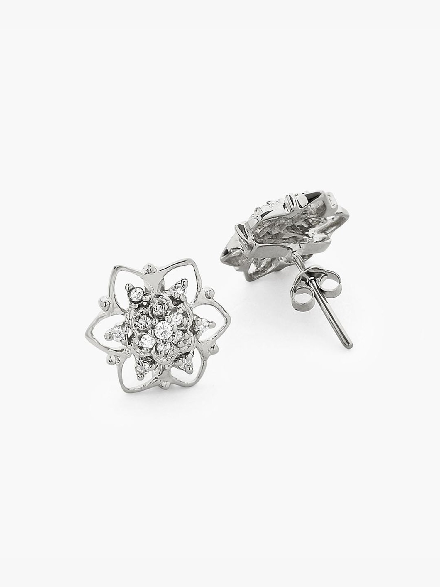 March by FableStreet Sterling Silver Floral Stud Earrings for Women