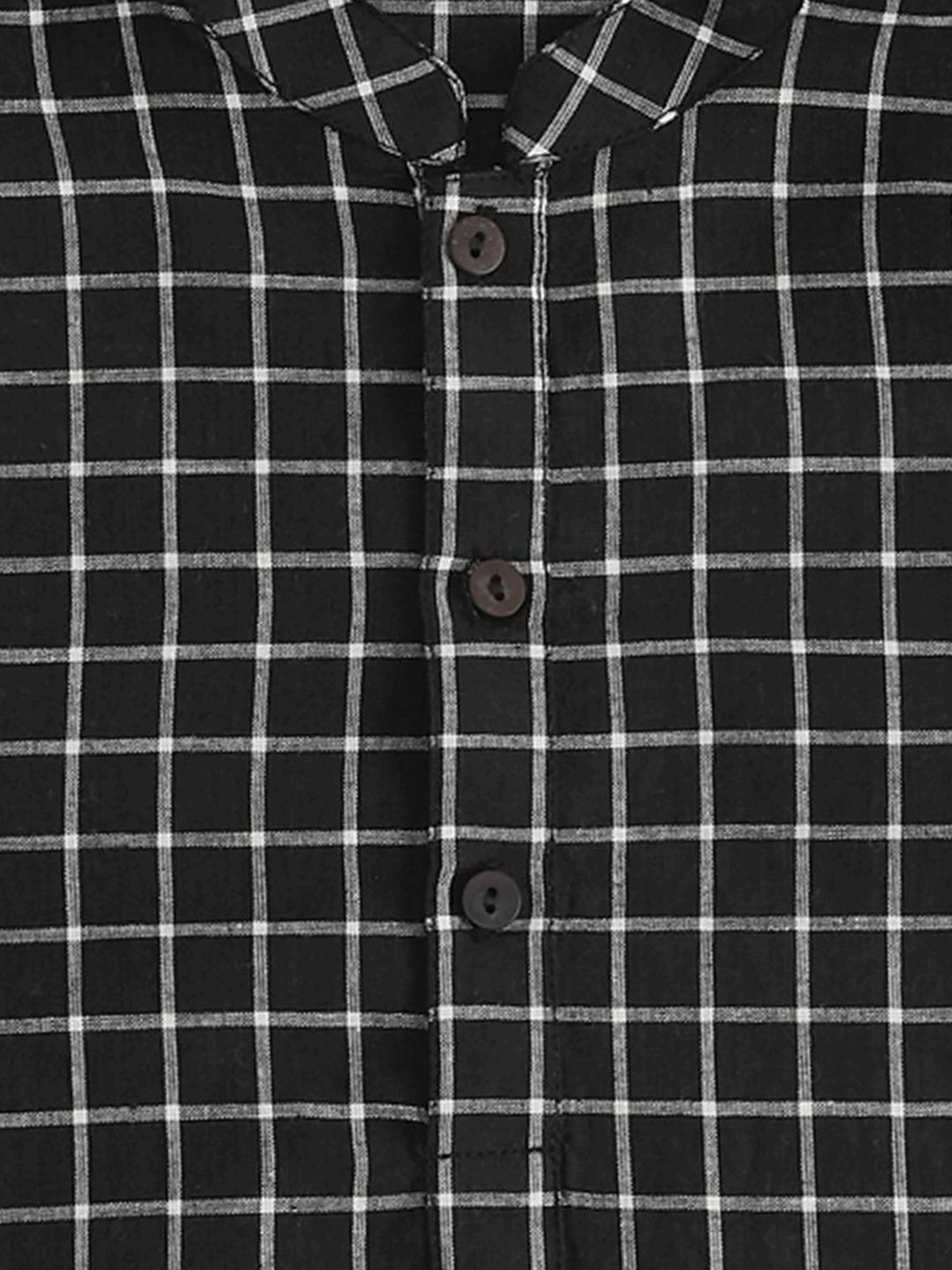 Indus Route by Pantaloons Kids Black & White Cotton Chequered Full Sleeves Kurta Set