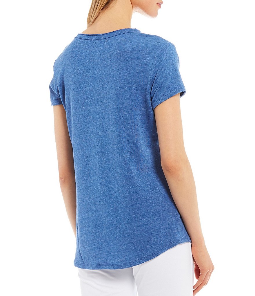 J.McLaughlin Kacey Short Sleeve V-Neck Linen Blend Tee