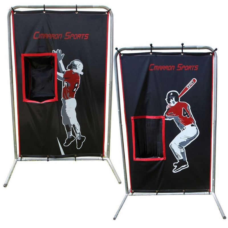 Cimarron Sports 2 Sport Training Aid Football Baseball Softball 75 x 48 Inch Catcher Vinyl Backstop Target Net and Frame