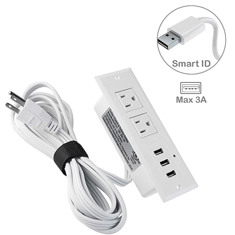 Recessed Power Strip Recessed Desk Outlet with 31A Max USB In Conference Desk Recessed Power Outlets Socket Desktop Power Grommet with 656ft Power Cord