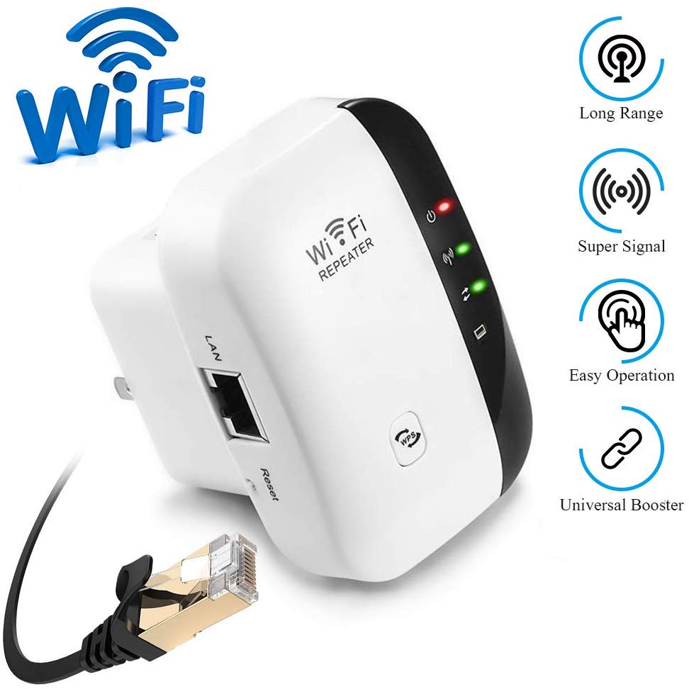 WiFi Range Extender Repeater 300Mbps Wireless Router Signal Booster Amplifier Supports Repeater/AP 2.4G Network with Integrated Antennas LAN Port