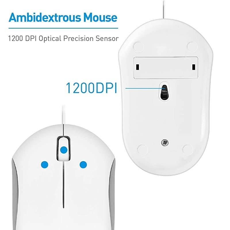 Full Size USB Wired Keyboard Mouse Combo for Mac Mini Pro iMac Desktop Computer MacBook Pro Air Laptops Mac Compatible Apple Shortcuts Extended with Number Keypad Rubber Dome Keycaps