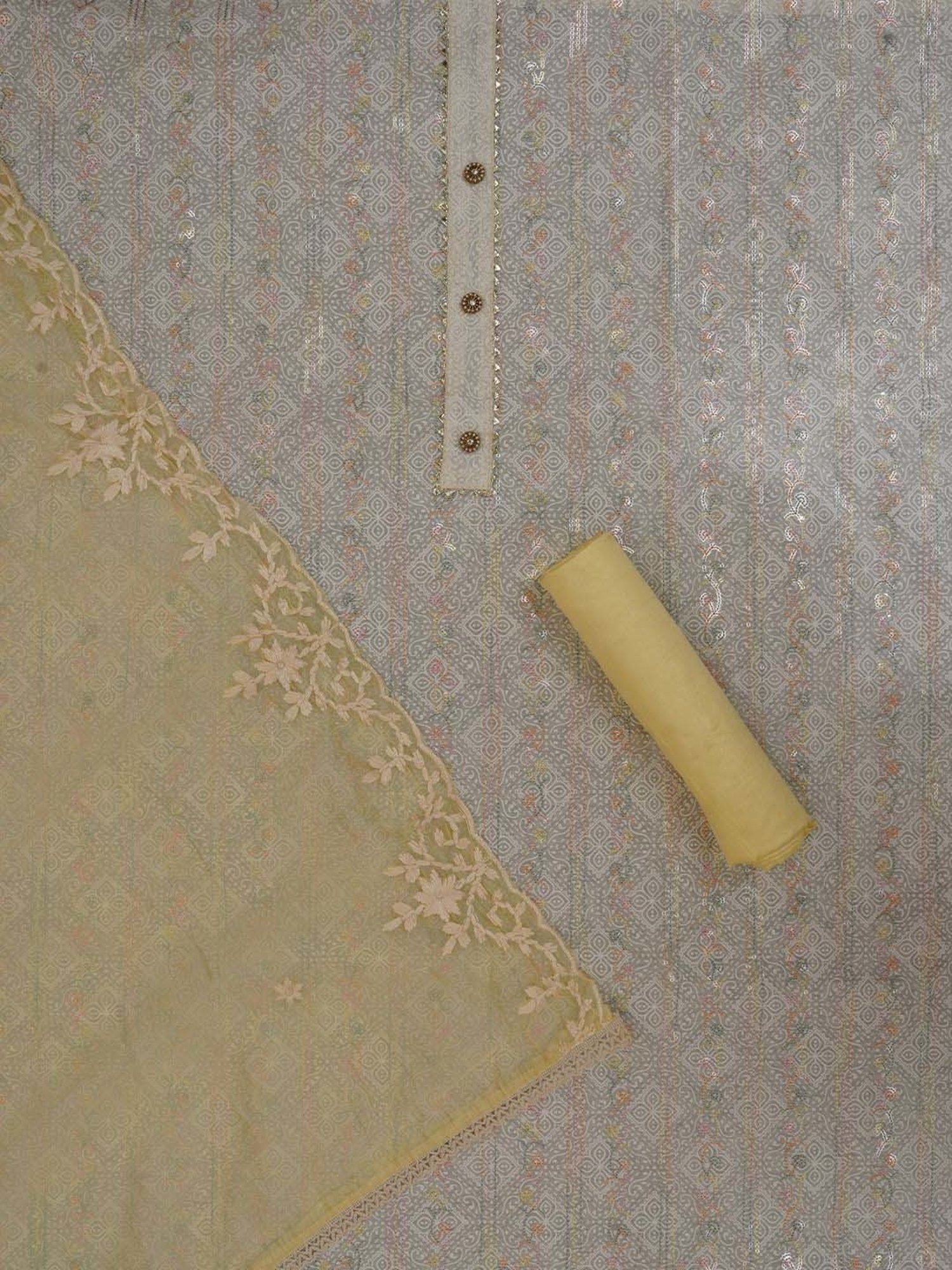 Jaipur Kurti Off-White Embroidered Unstitched Dress Material