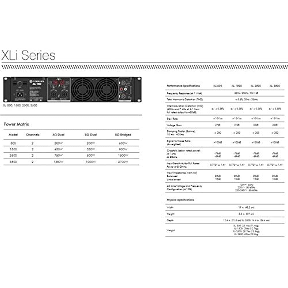 Crown XLI2500 Stereo 2-Channel 1500-Watt Power Amplifier