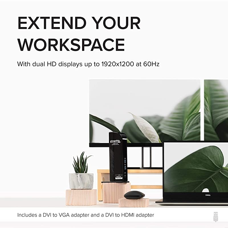 USB 30 Universal Laptop Docking Station for Windows Dual Video HDMI and DVIVGA Gigabit Ethernet Audio 6 USB Ports