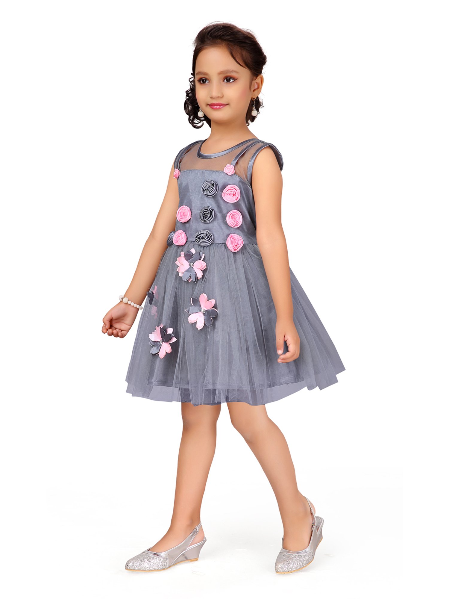 Aarika Kids Grey Applique Dress