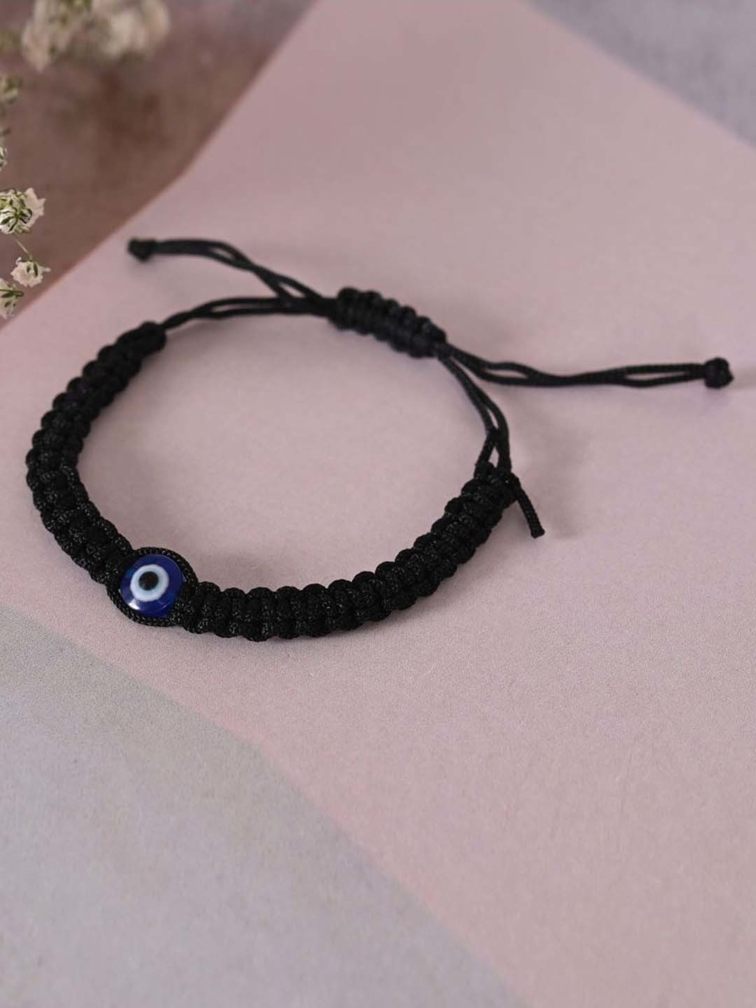 NVR Black Fabric Elasticated Bracelet for Unisex