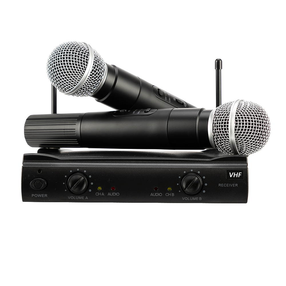 PGX-58 VHF Wireless Microphone System Dual Handheld 2 x Mic Cordless Receiver Black