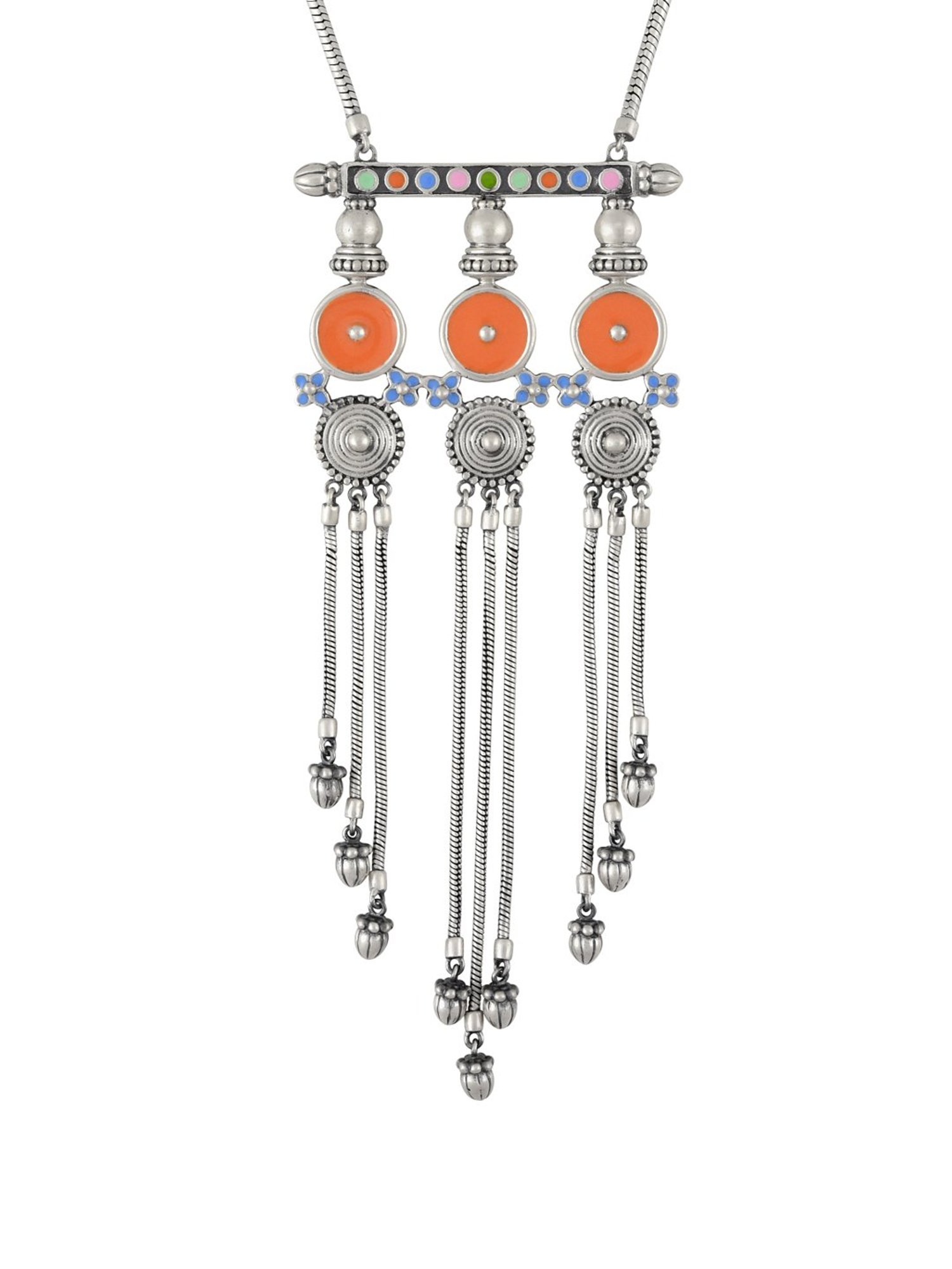 Tribe Amrapali Multi Enamel Chandrika Tassel Necklace