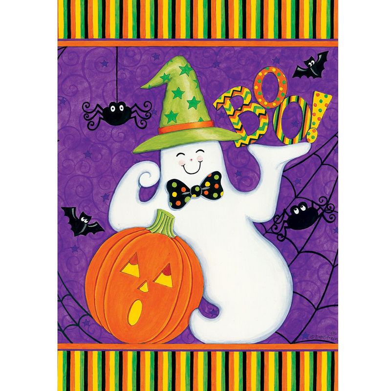 Home & Garden 18.0" Friendly Ghost Flag Pumpkin Double Sided Custom Decor  -  Flags