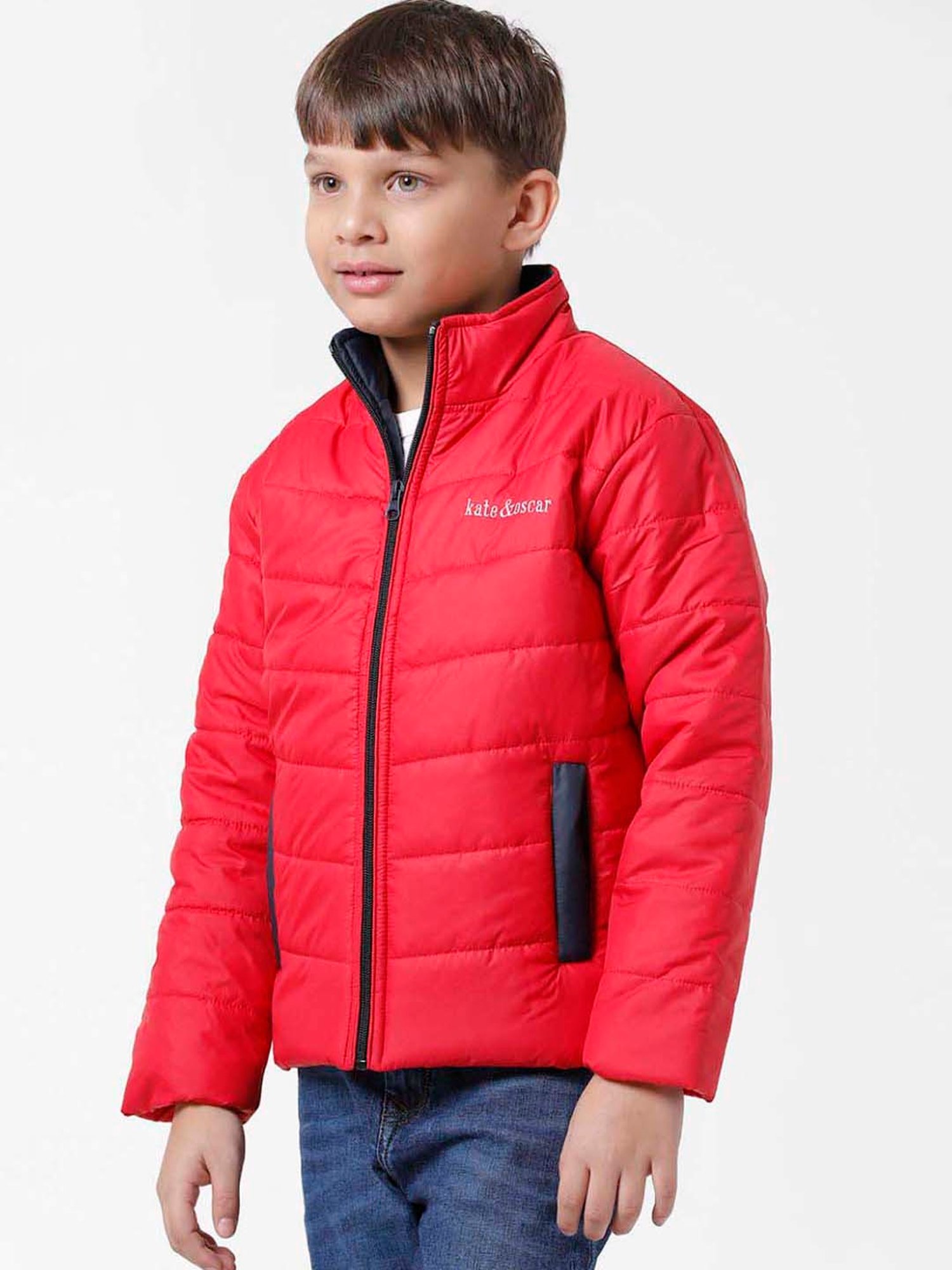 Kate & Oscar Kids White Regular Fit Full Sleeves Jacket