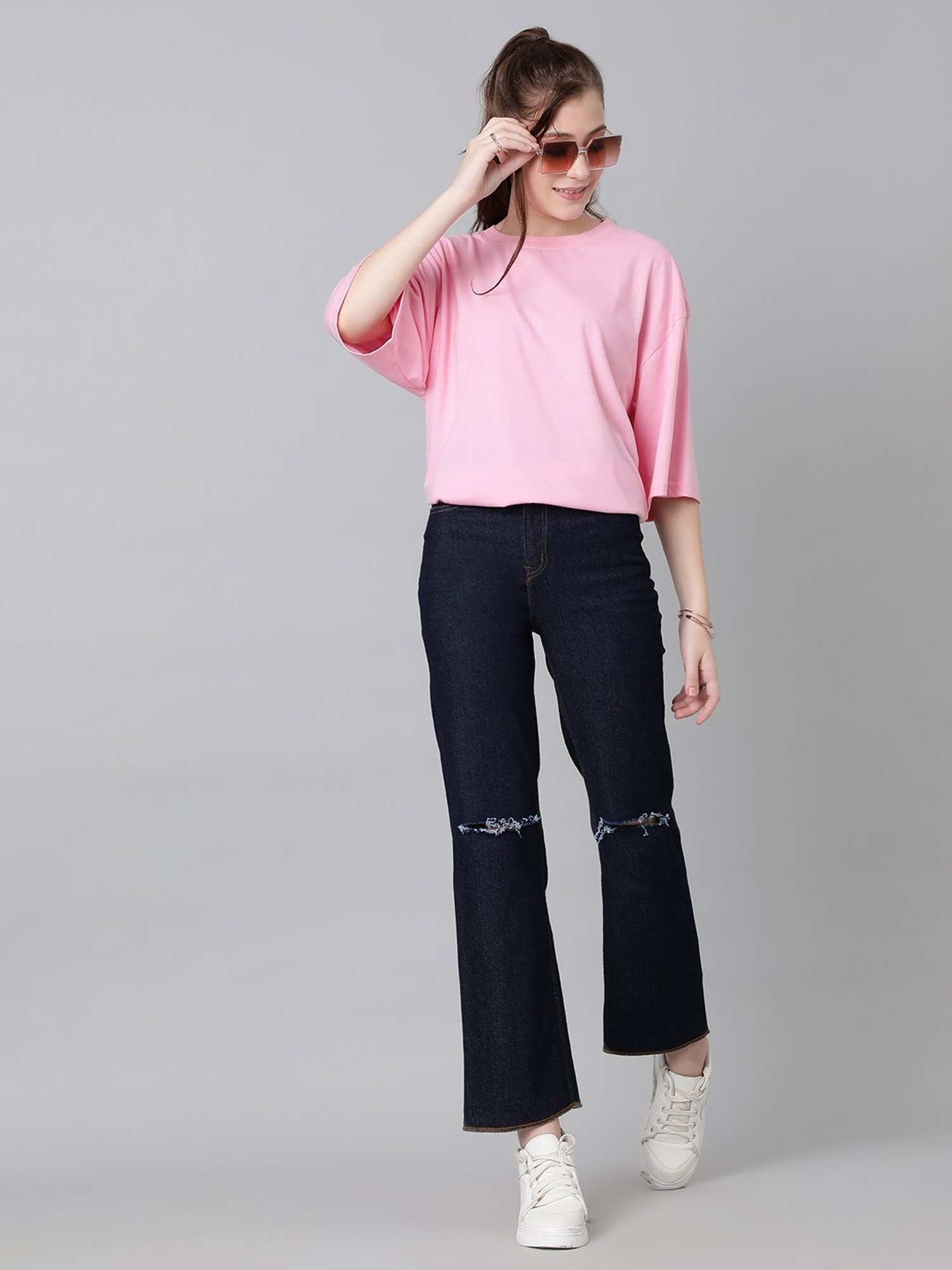 Kotty Pink Relaxed Fit Oversized T-Shirt