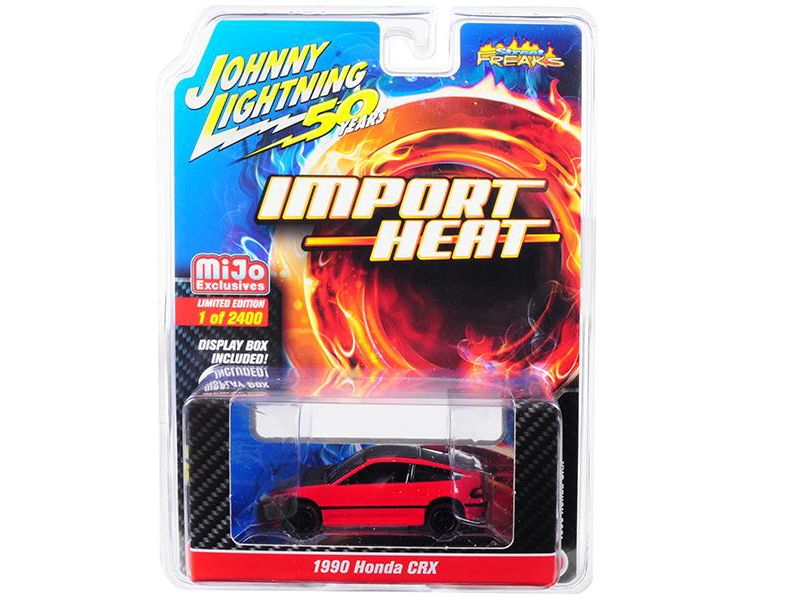 1990 Honda CRX Red w/Black Hood & Top "Street Freaks" Limited Edition to 2,400 pcs 1/64 Diecast Car by Johnny Lightning
